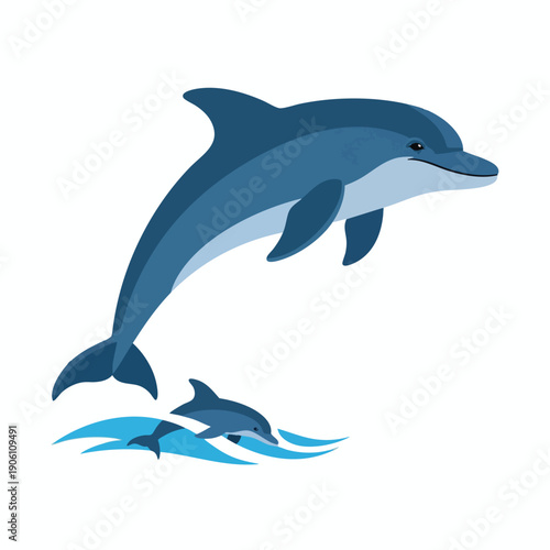 Graceful Dolphins Leaping Out of Ocean Waves in a Natural Underwater Scene