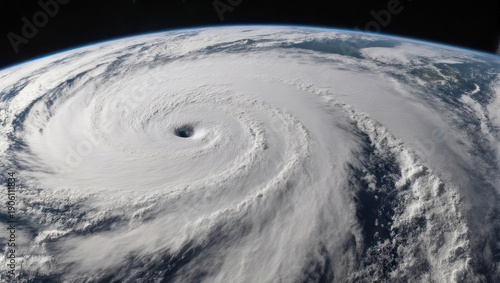 Massive Hurricane From Space Showing Eye Of The Storm.