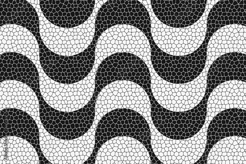 Copacabana sidewalk or calcada pattern with realistic cobblestone texture. Famous beach promenade in Rio de Janeiro. Repeating wavy texture in Portuguese pavement style. Vector graphic illustration.