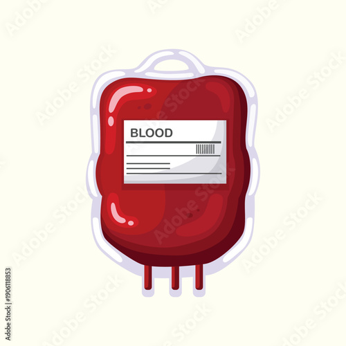 Illustration of a blood donation bag representing blood transfusion healthcare medical support and life saving treatment concepts.
