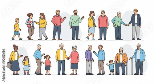 Diverse group of people of different ages and ethnicities standing together.