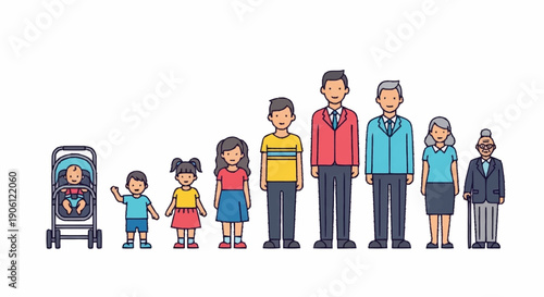 Diverse group of people showing different ages and stages of life.