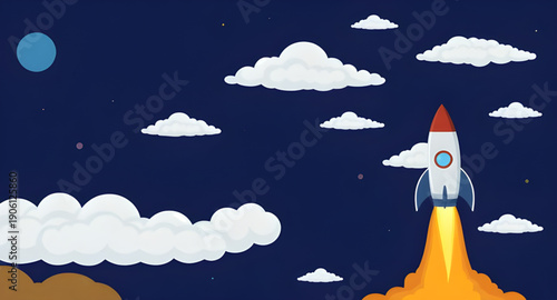 rocket, sky, space, cartoon, background, launch, flight, spaceship, spacecraft, galaxy, universe, stars, clouds, blue, night, day, fantasy, adventure, exploration, science, technology, future, fun, pl