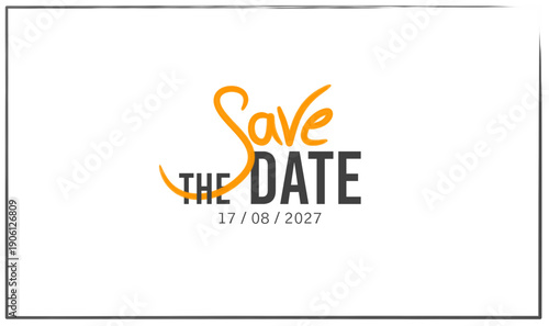 A modern and stylish "Save the Date" vector graphic featuring elegant script