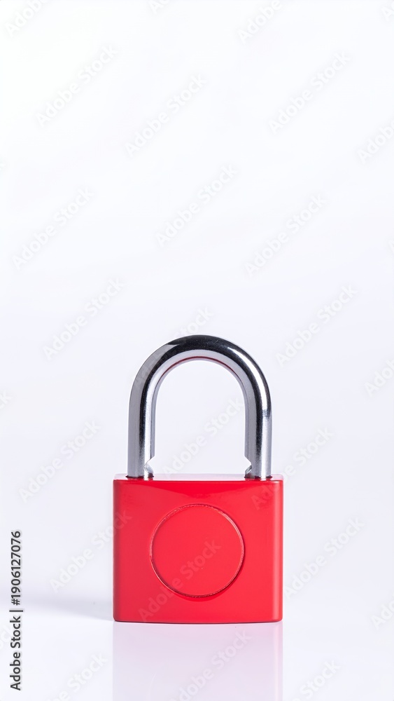 Fototapeta premium Vibrant Red Padlock Symbolizing Security and Protection.