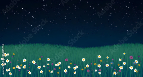 night, landscape, vector, illustration, scenery, nature, outdoor, sky, dark, crescent, moon, stars, constellation, silhouette, mountains, hills, forest, trees, river, reflection, horizon, clouds, calm