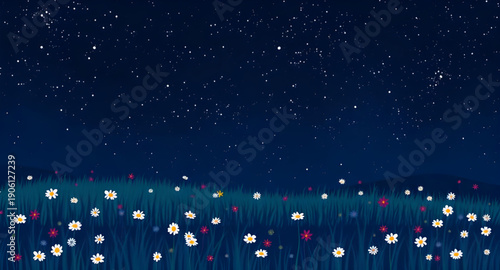 night, landscape, vector, illustration, scenery, nature, outdoor, sky, dark, moon, moonlight, stars, starlight, twilight, dusk, midnight, silhouette, mountains, hills, forest, trees, pine, horizon, cl