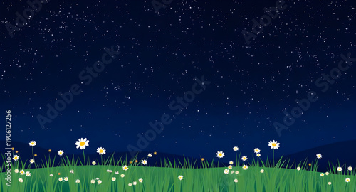 night, landscape, vector, illustration, scenery, nature, outdoor, sky, dark, moon, moonlight, stars, starlight, twilight, dusk, midnight, silhouette, mountains, hills, forest, trees, pine, horizon, cl