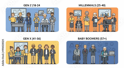 Generational Differences in the Workplace Illustrated.