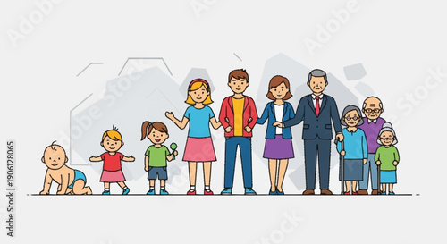 Generations of people showing different age groups and life stages.