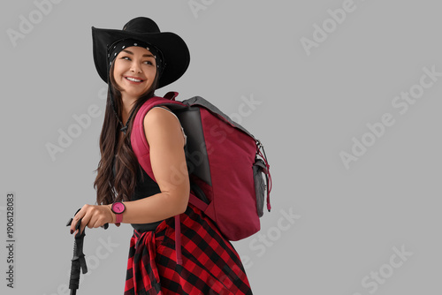 Female guide with walking p...