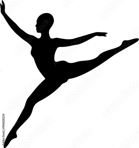 Ballerina Silhouette Dancing Pose Vector Illustration Isolated on White