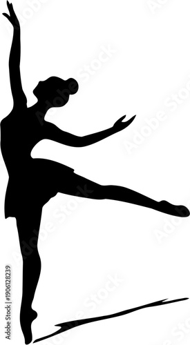 Ballerina Silhouette Dancing Pose Vector Illustration Isolated on White
