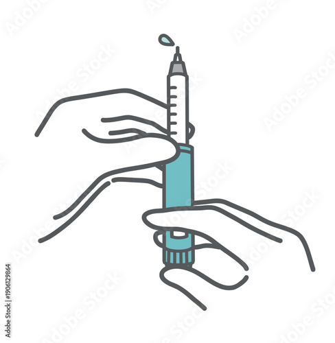 インスリン注射の「空打ち（空気抜き）」のイラスト