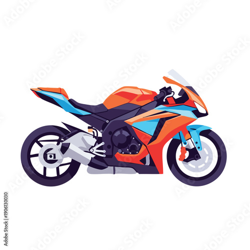 Vibrant Orange Motorcycle Side View
