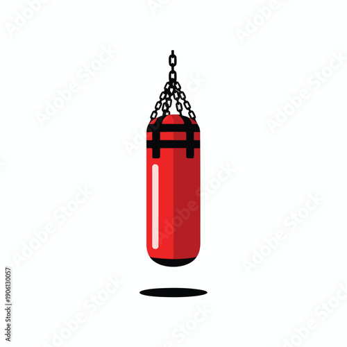 Red Punching Bag Hanging on Chain