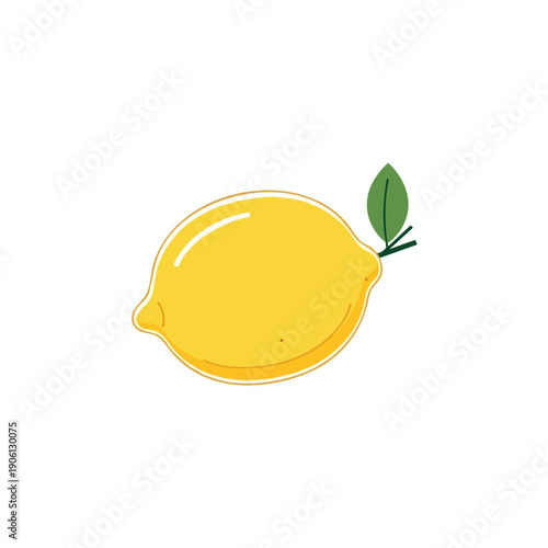 Vibrant Yellow Lemon with Leaf