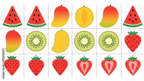 Assorted Fresh Fruit Arrangement Featuring Watermelon, Mango, Kiwi, and Strawberry