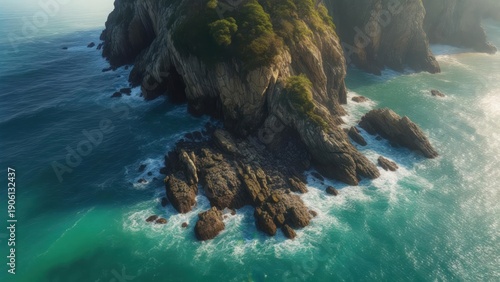 Wallpaper Mural Aerial view of a rocky coastline with turquoise water Torontodigital.ca