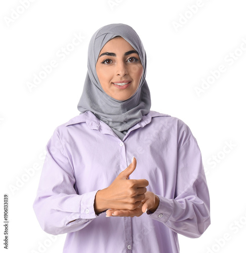 Young Muslim deaf mute woma...