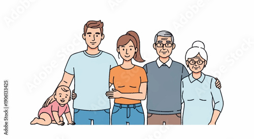Happy multi-generational family posing together for a portrait.