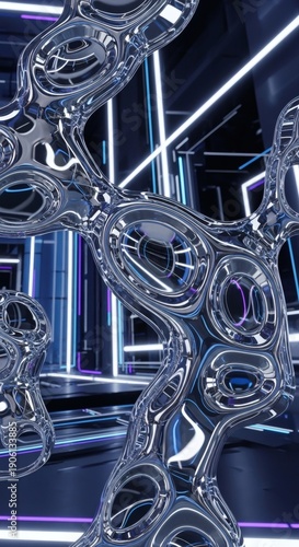 Abstract Liquid Chrome Metal Texture with Flowing Silver Mercury and High Reflection 5