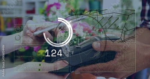 Buyer tapping phone by reader causing HUD ring filling unwinding, numbers rising falling for status