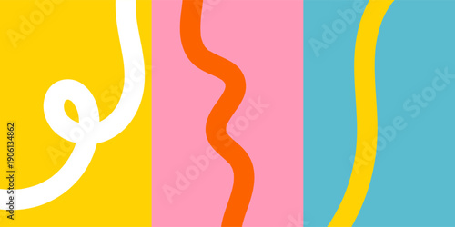 Vibrant abstract poster with flowing shapes in warm colors featuring colorful, fluid wavy lines for a dynamic