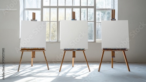 easel with white canvas