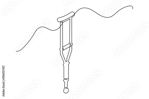  Simple outline illustration of crutches continuous single line art design isolated