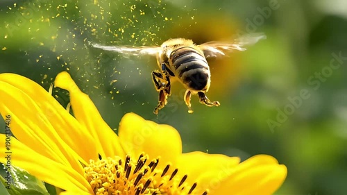 Honey Bee Taking Off in Slow Motion Macro