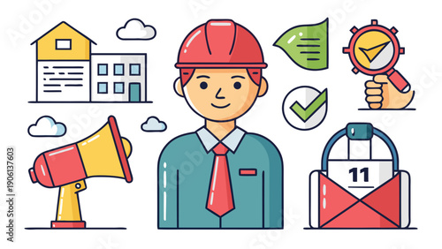 Real Estate Project Manager and Residential Construction Planning Concept