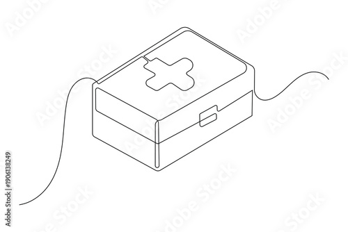 Modern emergency bag icon simple outline single line art illustration isolated health tool