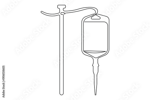 Medical intravenous drip icon single line art minimalist design isolated outline design