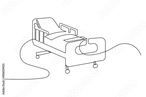 Modern hospital bed icon simple outline single line art illustration isolated health tool