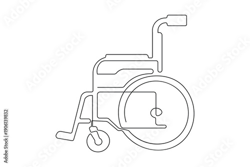 Minimalist wheelchair continuous line drawing simple mobility outline isolated art design