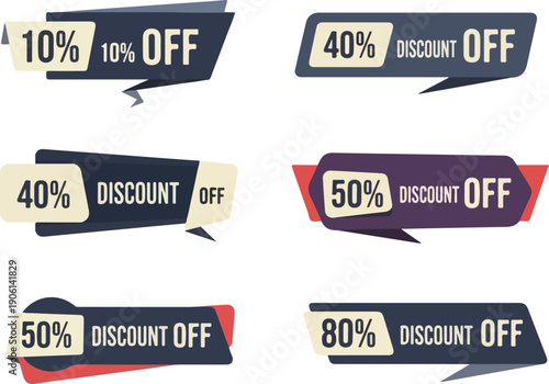 Collection of discount banners with varying percentage offers displayed together
