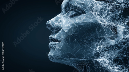 Low Poly AI Human Face Abstract Technology Illustration
