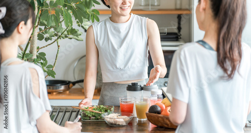 Billede på lærred Protein, shakes, dietary fiber, BCAA, vegetable juice, athlete food master