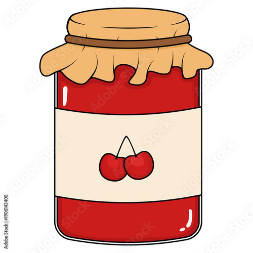 cherry jam in glass jar