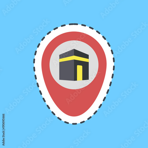 Cutting line sticker qibla. Ramadan kareem elements.