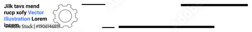 Technology, mechanics, infographics, engineering concepts, technical design, visual communication. A gear icon adjacent to text and horizontal lines. Technology and mechanics concepts