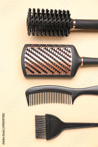 Hairdresser's brushes on be...
