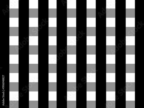 Black and white checkered illustration. Hand-drawn gingham design for art and graphic design elements.