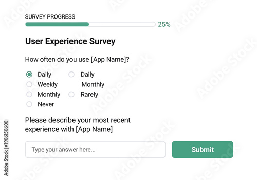 Modern user interface design of an online feedback form for collecting customer satisfaction and experience data