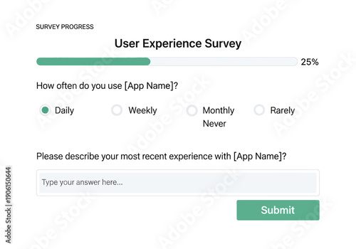 Vector illustration of a modern UI web form for a user experience survey and customer feedback poll