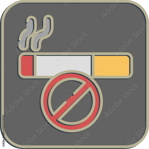Icon no smoking. Ramadan kareem elements. Icon in embossed style.