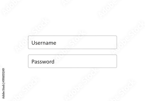 Minimalist vector illustration of a username and password login form, a concept for clean user interface design and web security