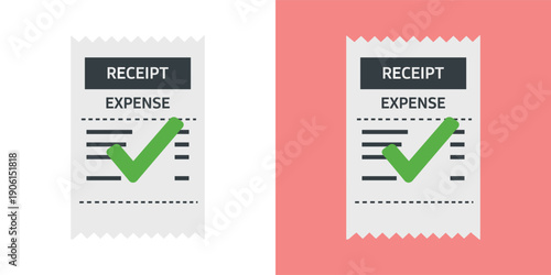 Digital Expense Receipt Management Icon Set for Financial Tracking and Budgeting Applications, Illustrating Approved Transactions