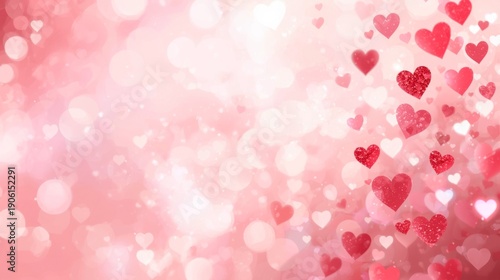 Romantic Pink Abstract Background with Floating Hearts Bokeh for Valentine's Day Celebration and Love Themes